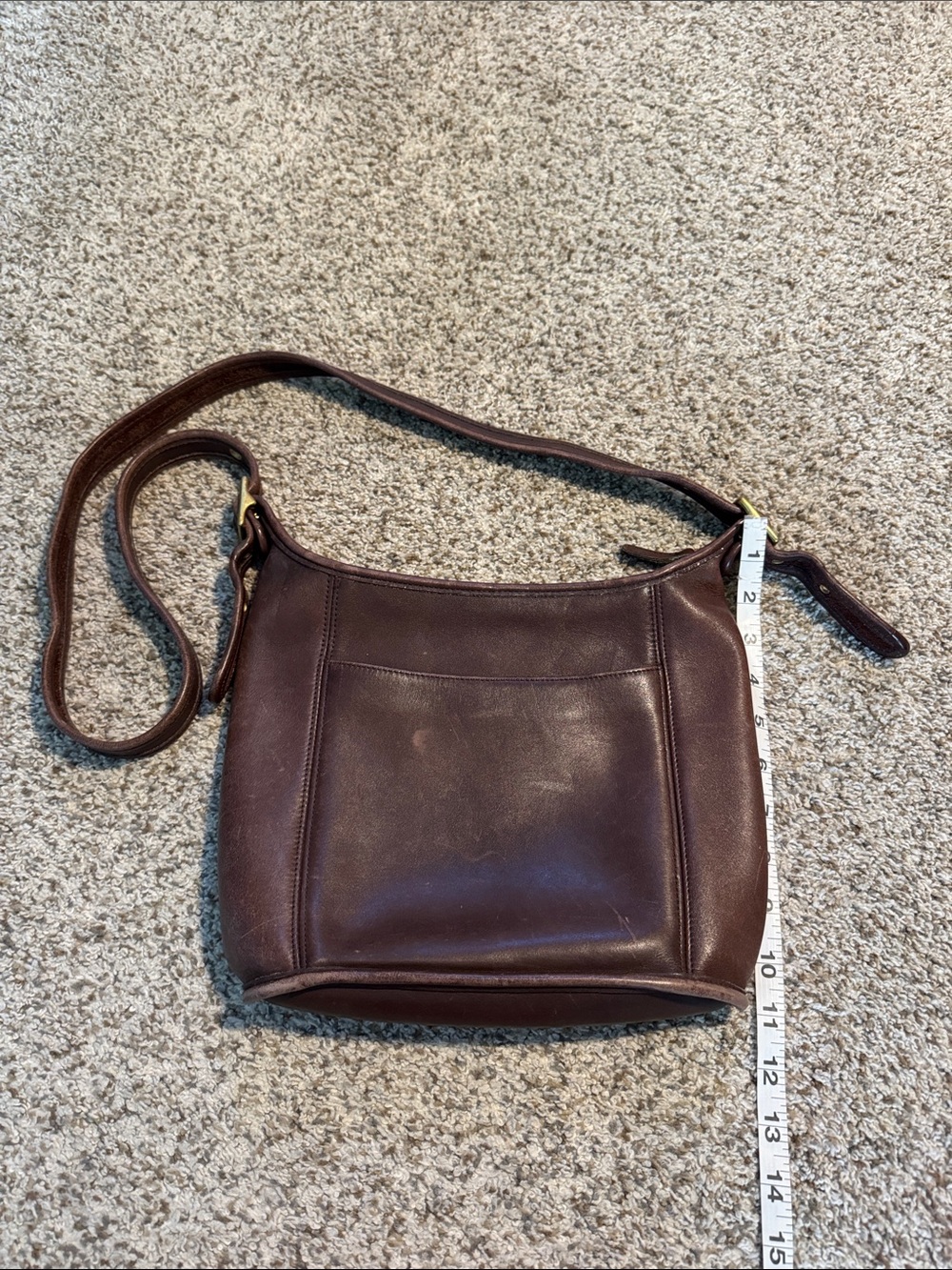 Vintage Coach 9816 Slim Duffle Dark Brown Leather Zip-Top Crossbody - Picture 6 of 10